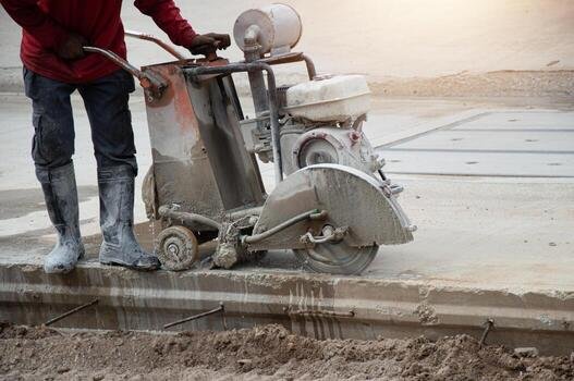 workers-are-using-machinery-to-cut-concrete-floors-photo
